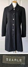 Rare Vintage Searle Size 12 Black 100% Cashmere Long Button Front Coat Jacket