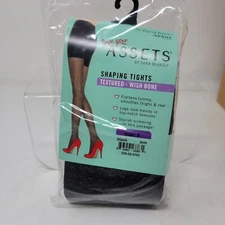 Spanx Assets Size 5 220-265 Lbs Textured Wishbone Shaping Tights Black 