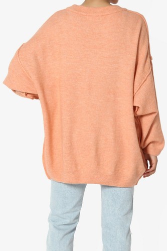TheMogan Raw Seam Drop Shoulder Oversized Crew Neck Melange Rib Knit Sweater - Picture 34 of 104
