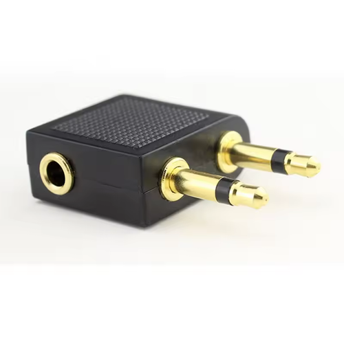 2pc Airplane Airline Headphone Adapter For Audio Jack 2 Plug Air Plane Connector - Picture 2 of 2