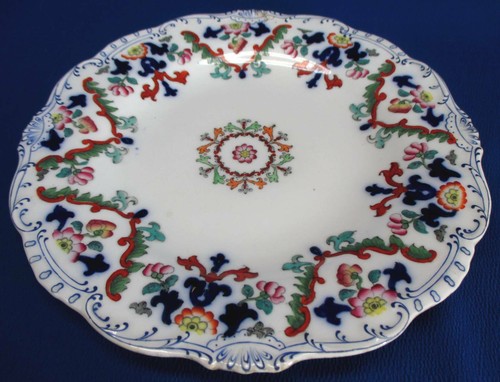 ANTIQUE STAFFORDSHIRE HAMPTON PATTERN 9.25"DIA POLYCHROME PLATE - Picture 4 of 4