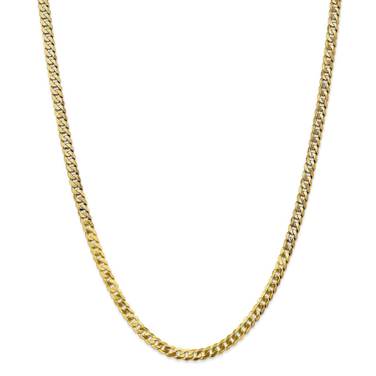 14k Yellow Gold 4.6mm Beveled Curb Chain Necklace or