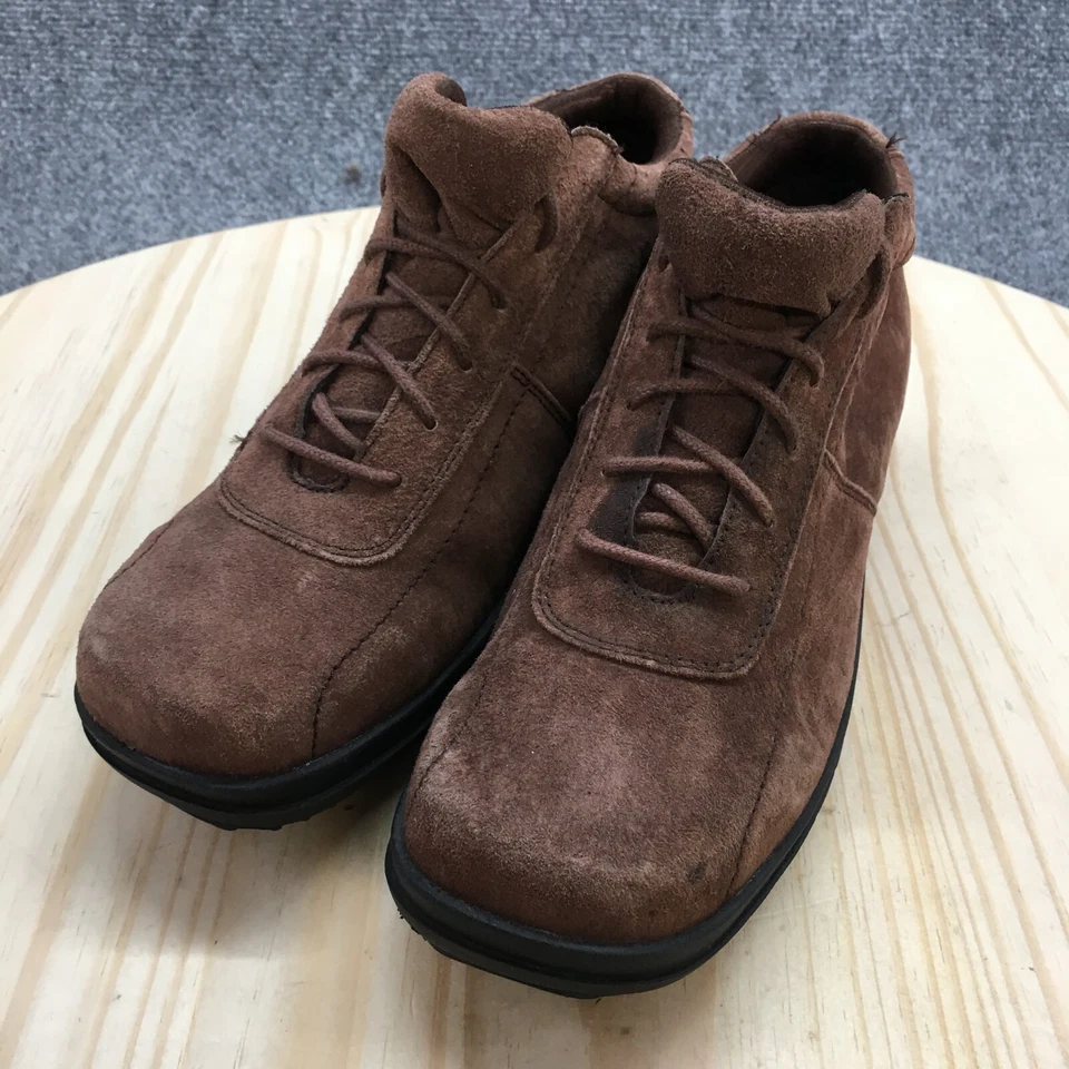 Botas femininas Faded Glory 8 Jessica no tornozelo marrom com cadarço biqueira quadrada 6880316 - Imagem 3 de 4