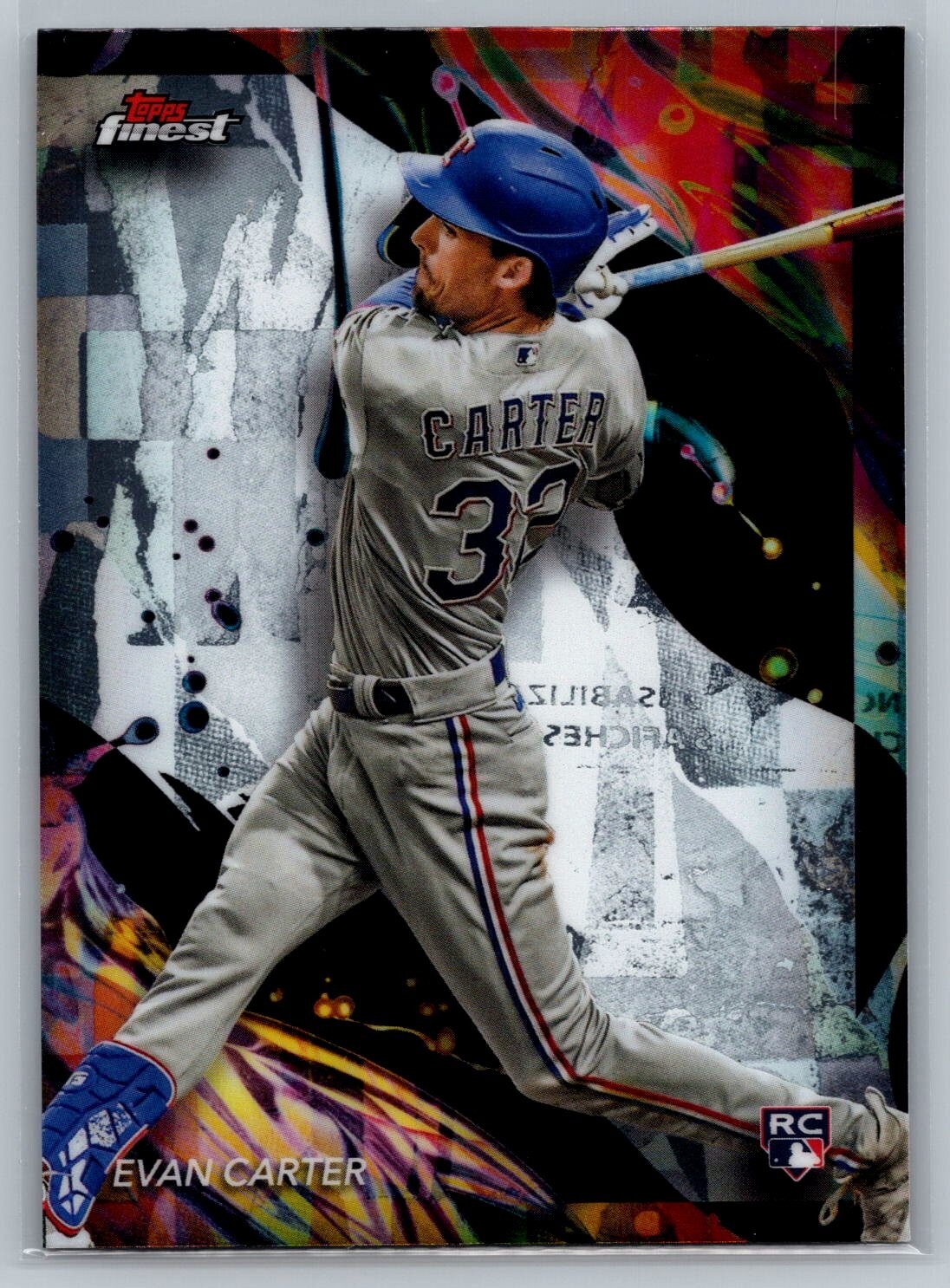 2024 Topps Finest Evan Carter RC Refractor Uncommon #107 Texas Rangers