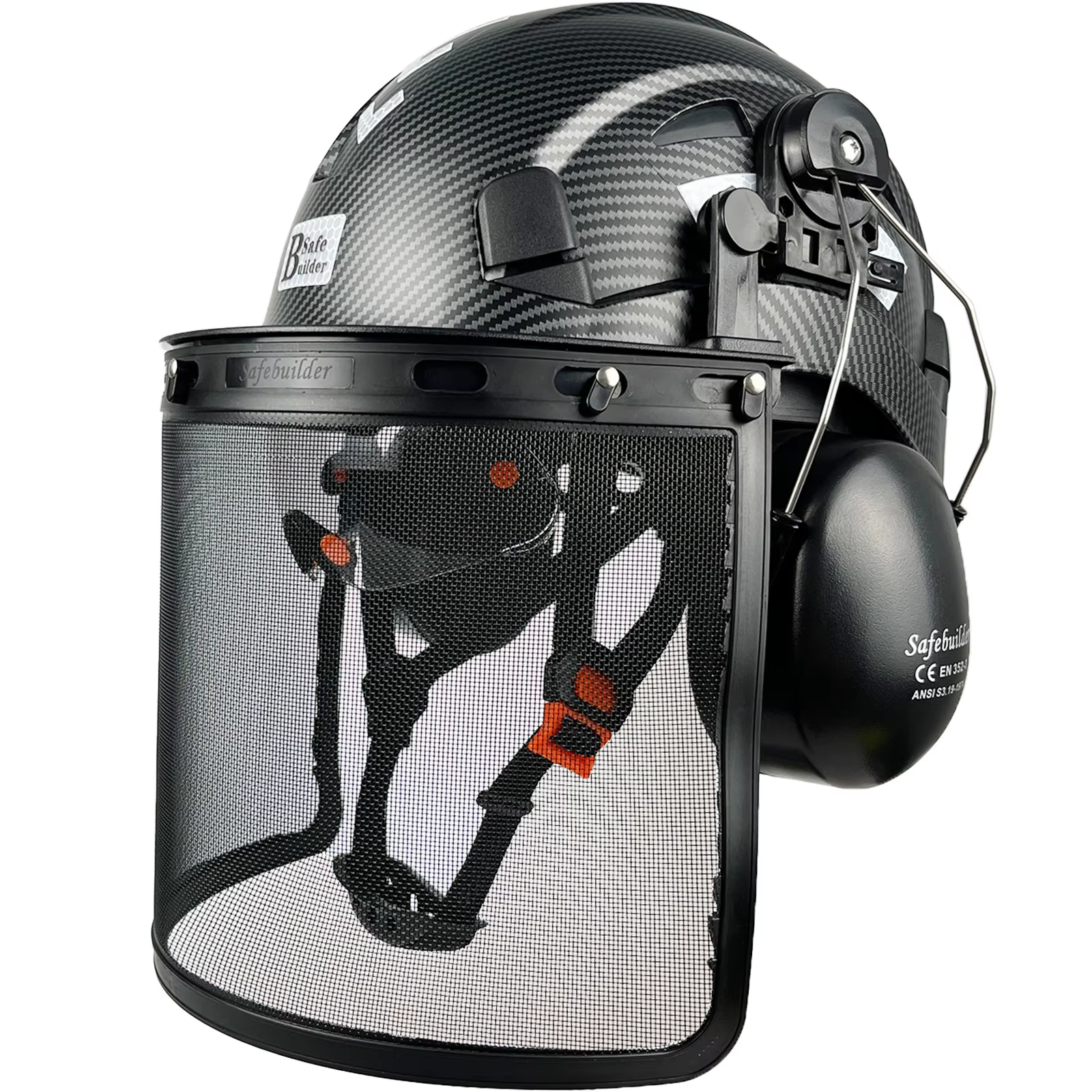 Forestry Safety Helmet w/ Visor, Mesh Face Shield & Earmuffs Chainsaw Work Hat
