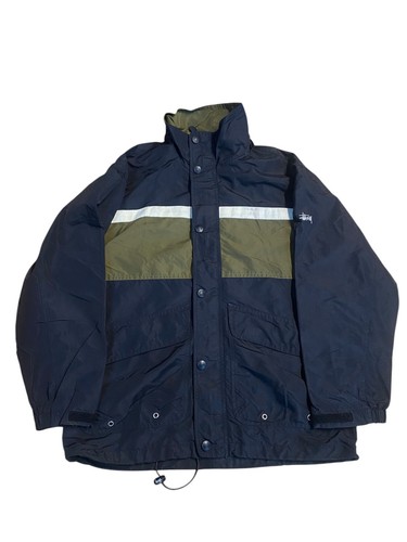 Vintage Stussy Jacket Men's Small Black Windbreaker Rain Jacket Waterproof Y2K