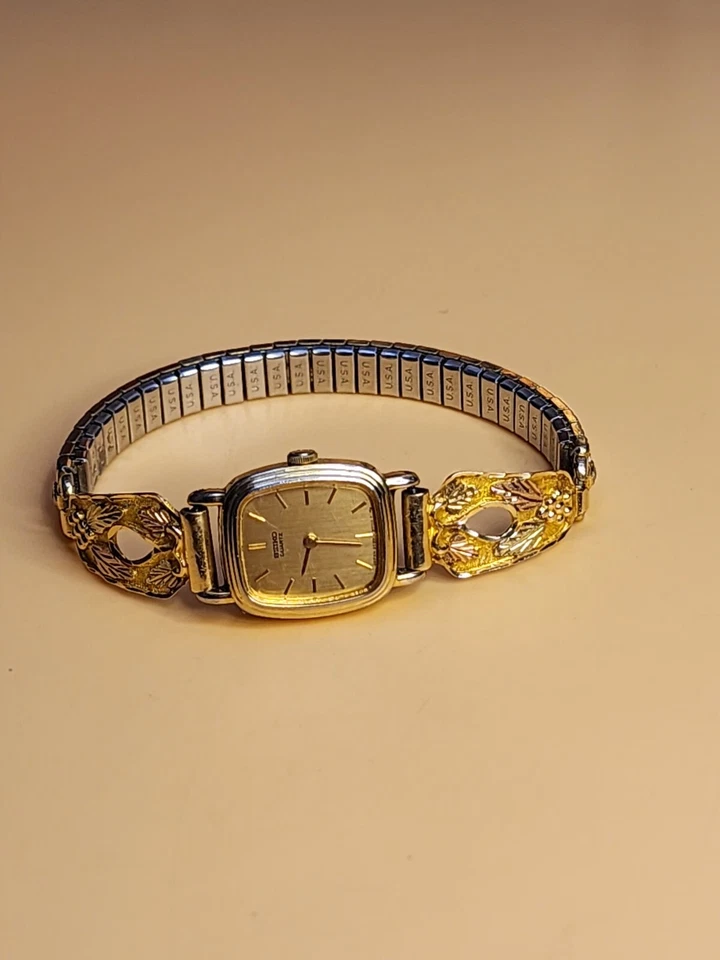 Vintage SEIKO Watch STAMPER Signed 10k Black Hills Gold Women's 10K Yellow Gold - Image 4 of 4
