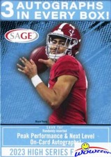 2023 Sage Football HIGH EXCLUSIVE Factory Sealed Blaster Box-3 AUTOS+20 PARALLEL