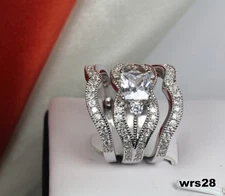 925 STERLING SILVER PRINCESS CUT CZ ENGAGEMENT RING WEDDING RING SET SIZE 5-9 ❣