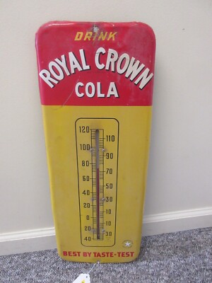 VINTAGE ADVERTISING ROYAL CROWN SODA TIN WALL THERMOMETER  227