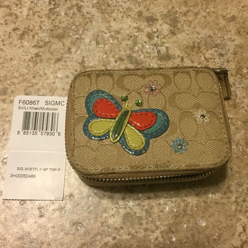COACH Triple Pill Case Butterfly Applique VERY RARE NWT - Picture 4 of 11