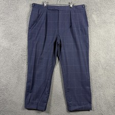 Vtg Polo Ralph Lauren Pants Mens 36x28 Blue Windowpane Pleated Dress Trousers