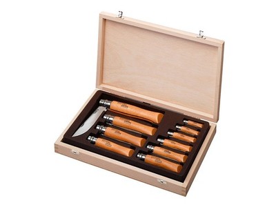 Opinel TRADITIONELLE HOLZKISTE 10 STÜCK Carbon