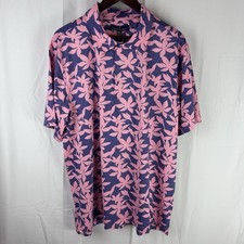 Simply Southern Polo Shirt Mens XL Purple Pink Floral Print Performance Stretch