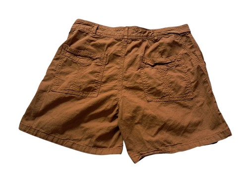 Anthropologie Shorts Women's 31 Brown Wanderer Utility Ochre Cotton Linen Blend - Picture 3 of 10
