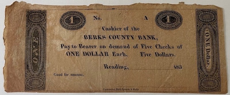 The Berks County Bank, Reading PA $1, Haxby PA590-G12, Hoober H333-2 (R3)