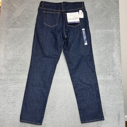 GUESS Jeans Mens 38x34 Blue Classic Fit Straight Leg Dark Wash Denim NEW - Picture 5 of 11