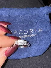 Tacori Epiphany 925 Sterling Silver 3 Princess Cut  Diamonique Ring Sz 7