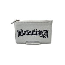BALENCIAGA card case, white, plain, men's.