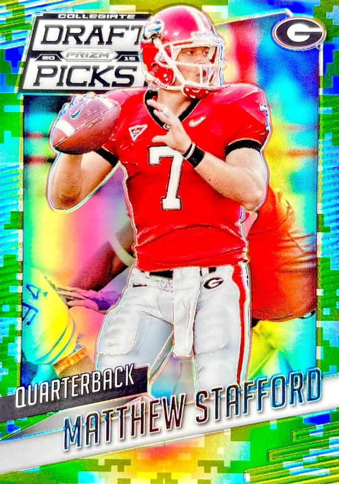 Matthew Stafford RARE CAMO REFRACTOR /199 PRIZM INVESTMENT CARD SSP MVP ROY MINT - Image 2 of 2