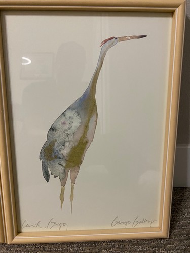 Paar Carol Grigg Gango Galerie gerahmte Drucke Kranich Schatten & Kranich Lied 18"x13 - Bild 12 von 13