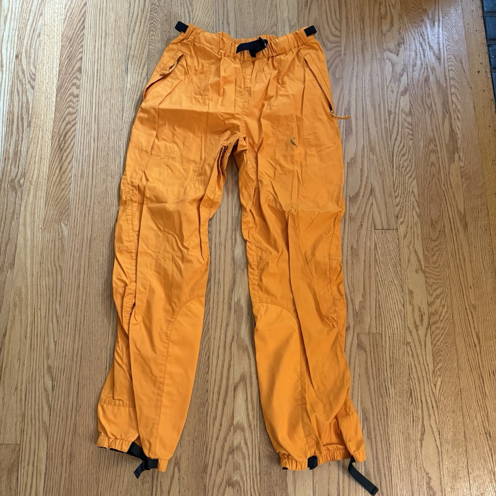 VTG Patagonia Rain Pants Mens Small Yellow Elastic Hiking