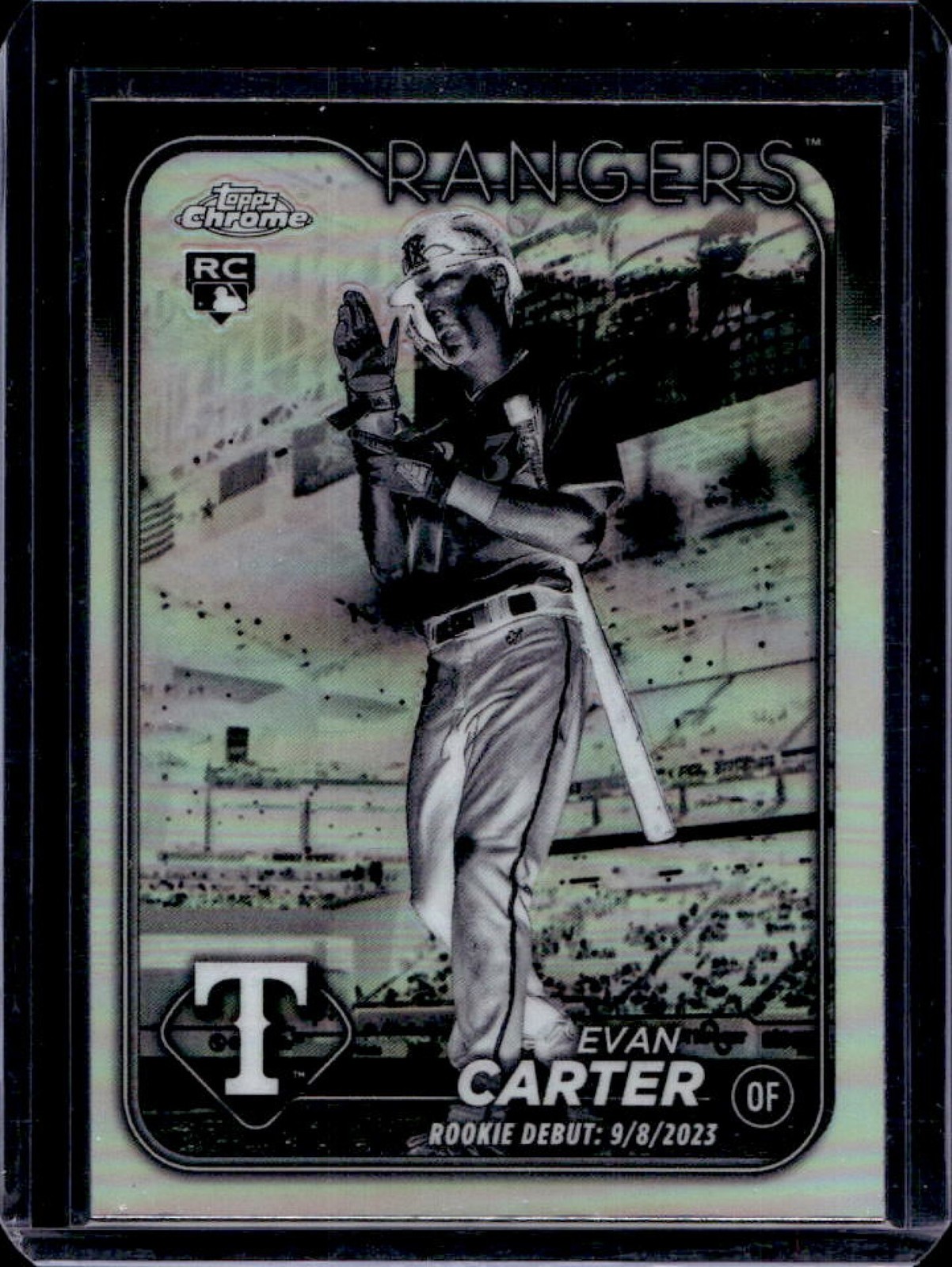 2024 Topps Chrome Update Evan Carter RC Negative Refractor #USC199 Rangers