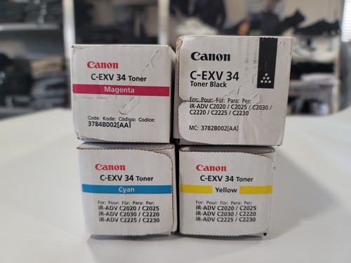 Canon C-EXV 34 Toner Set CMYK – C2020 C2220 C2230 – Genuine Sealed – Lot of 4 - Zdjęcie 2 z 11