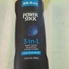 Power Stick 3-in-1 Body Wash Shampoo Conditioner Cool Blue Water 22.5 fl oz