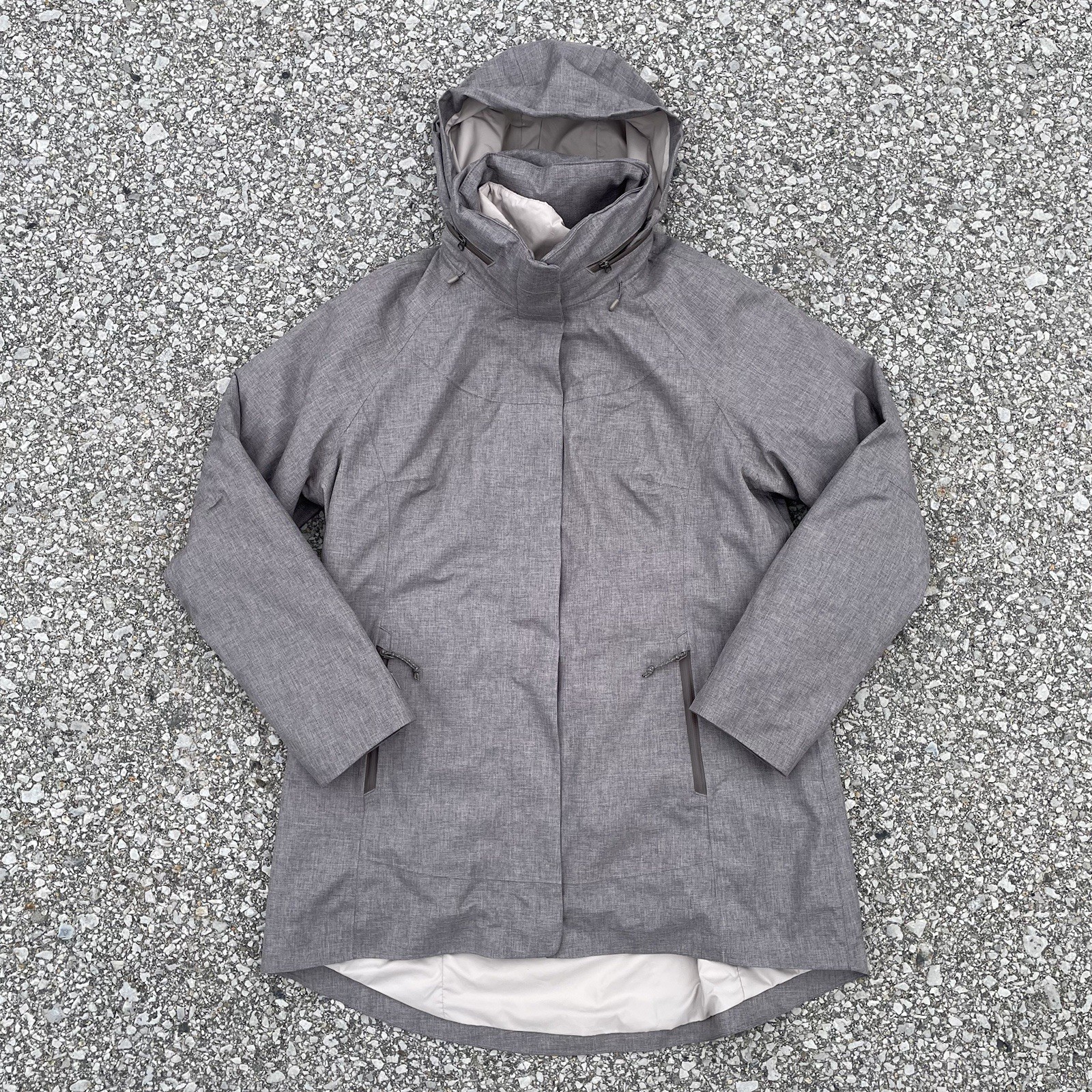 LL Bean TEK 3 In 1 Jacket Womens Large Gray Shell Puffer Liner All Season Coat