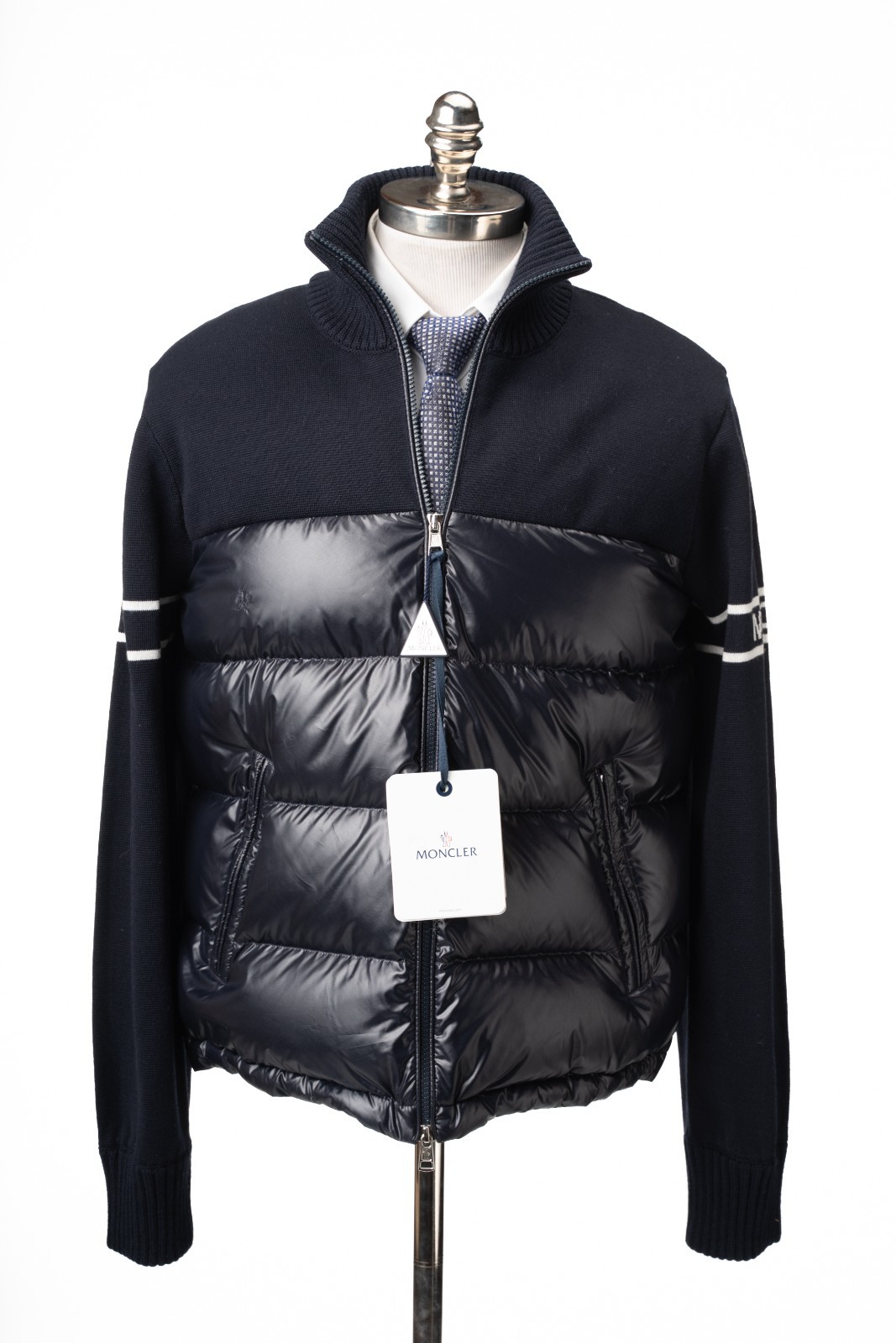 Moncler Navy Blue Full Zip Puffer Cardigan Jacket Regular Fit