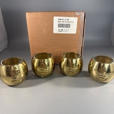 Set Of 4 Vintage Brass Votive Tea Light Candle Holder Cut Out Christmas Tree New