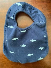 Carter's Baby Boys Allover Shark Print 100% Cotton Lined Snap-Button Bib Navy OS