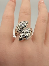 John Hardy Leaf Bypass Bamboo Sterling Silver 925 Band Ring Size 7.5- 10.7g