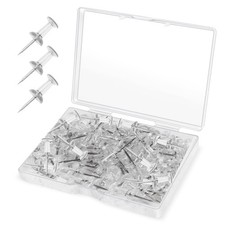 Clear Thumb Tacks for Wall 100- Pack - Clear Plastic Head Thumbtacks with Steel