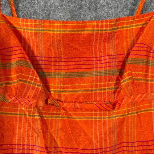 Vtg Maggy London Silk Plaid Spaghetti Strap Sun Dress Size 12 Front Bow Preppy - Picture 4 of 12