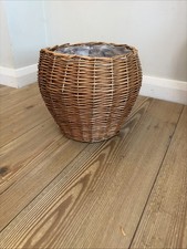 Rustic Wicker Plant Pot Basket With Liner Indoor Planter Storage Basket 25cm