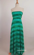 Gap Convertible Maxi Skirt Dress XS Green Stripe Strapless 3 Way Stretch Boho