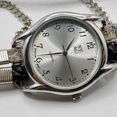 NY&C Ling Strap Womens Watch 33mm Silver Tone New Battery