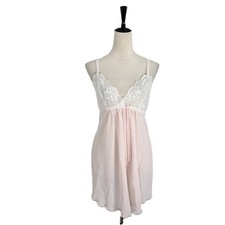 Vintage 90s Chadwicks Pink Lace Trim Nightgown Lingerie Dainty Coquette Medium