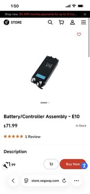 Segway-Ninebot E10 Battery/Controller Assembly 36V NB-1970-001 Black