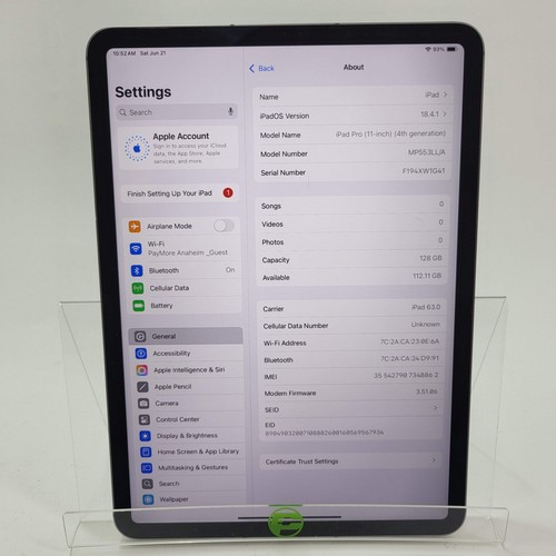 Entsperrt Apple iPad Pro 11" 4. Gen 128GB Spacegrau MP553LL/A - Bild 10 von 11