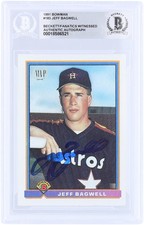Jeff Bagwell Houston Astros Signed 1991 Bowman #183 Beckett Fanatics Rookie Card
