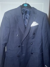 Herbie Frogg Men’s Blue 2-Piece Suit 36R Double-Breasted Peak Lapel 6Btn