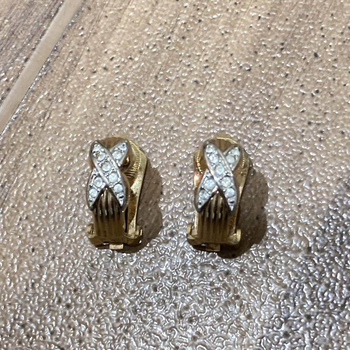 Christian Dior Gold Rhinestone Earrings for Women