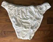 Vtg Joe Boxer Bikini Panties Sz 8 Second Skin Cotton Smiley RARE Logo Hi Cut Leg
