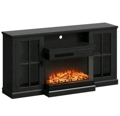 Stylish Modern Fireplace TV Stand for 65” TVs– Fancy Look & Hidden Storage - Picture 2 of 7