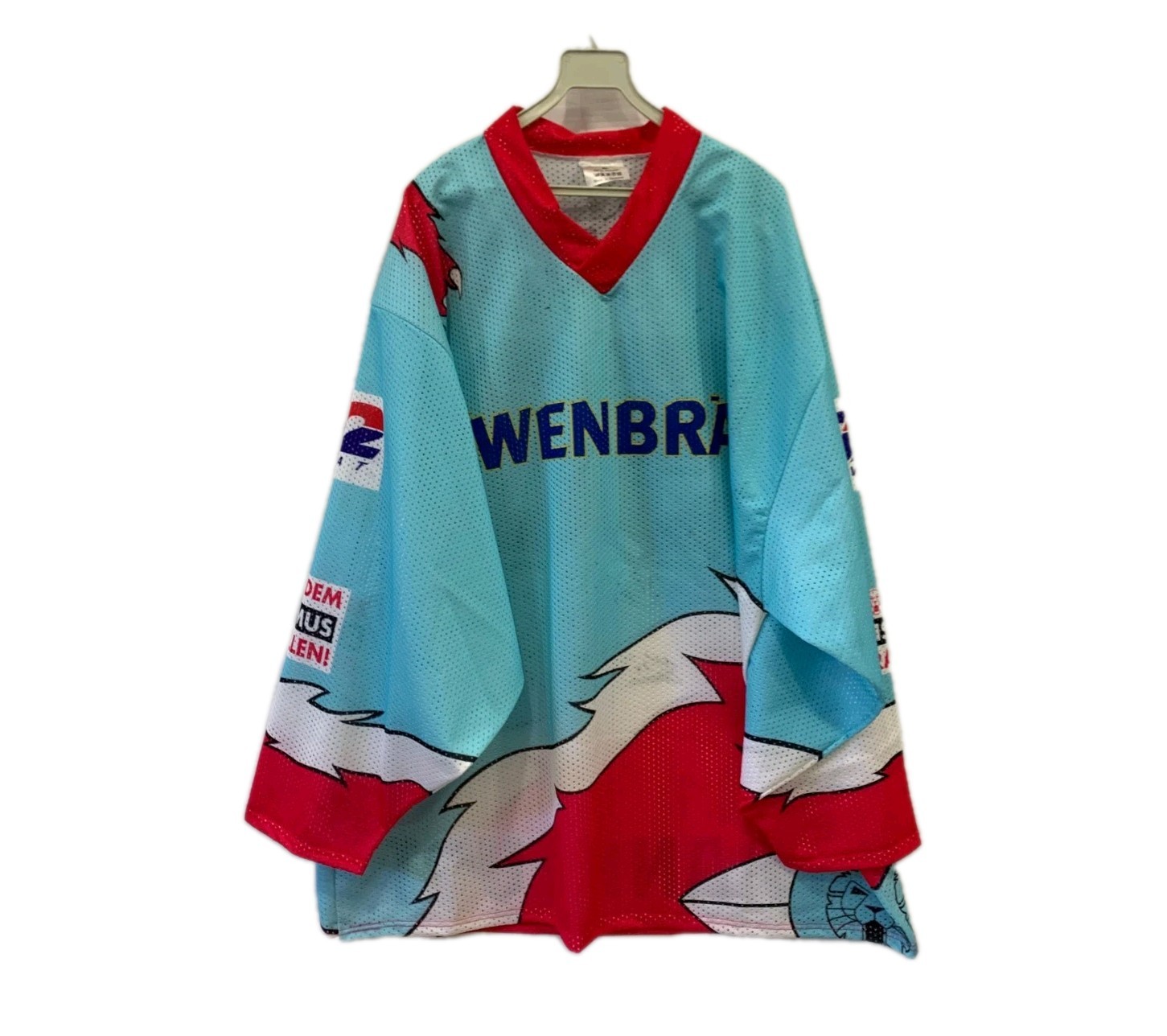 Vtg Frankfurt Lions Hockey Jersey Signed Löwenbräu Klaus 50 Germany DEL XL #232