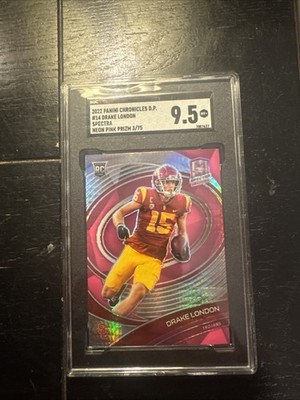 2022 Panini Chronicles D.P. Drake London Spectra Neon Pink 3/75 SGC 9.5 MT+