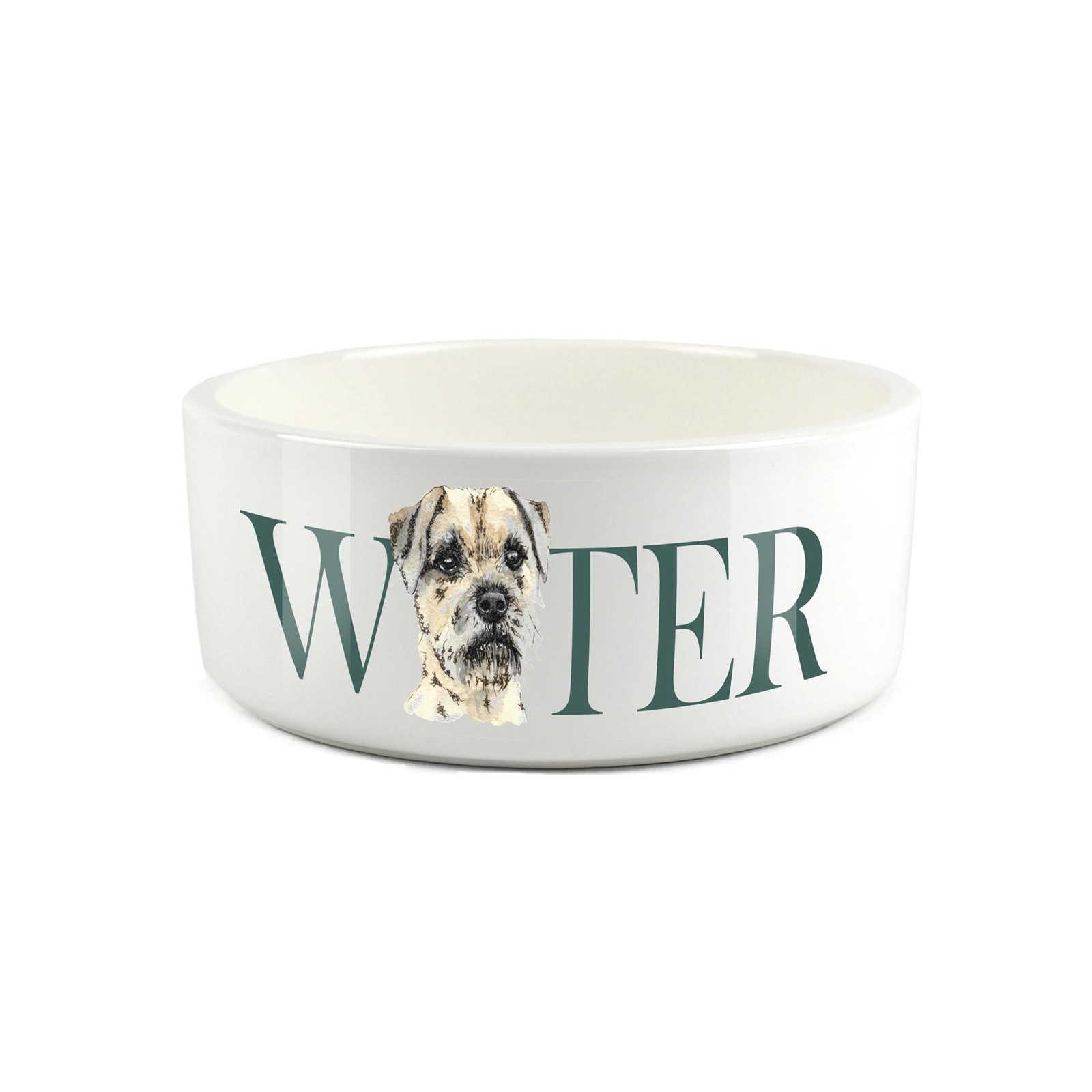 Border Terrier Pet Bowl - Dog Portrait Large Ceramic Water Bowl/Dish Dog Gift